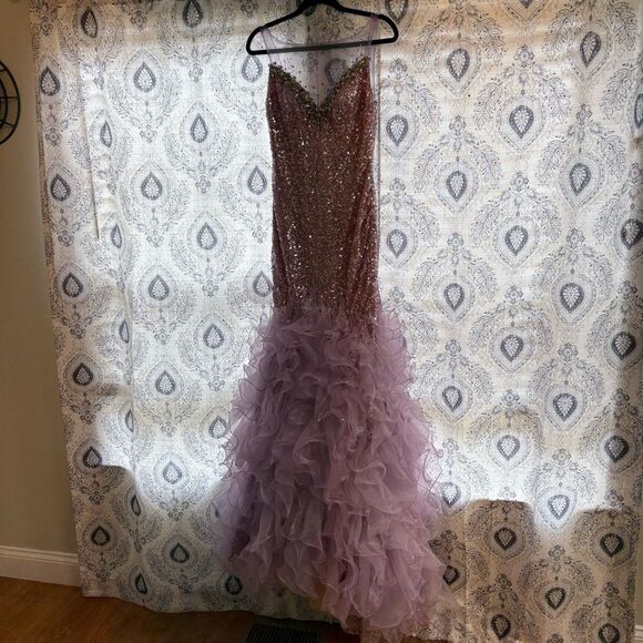 Mac‎ Duggal Lavender Sequin Prom Dress Size 6 - Picture 2 of 14